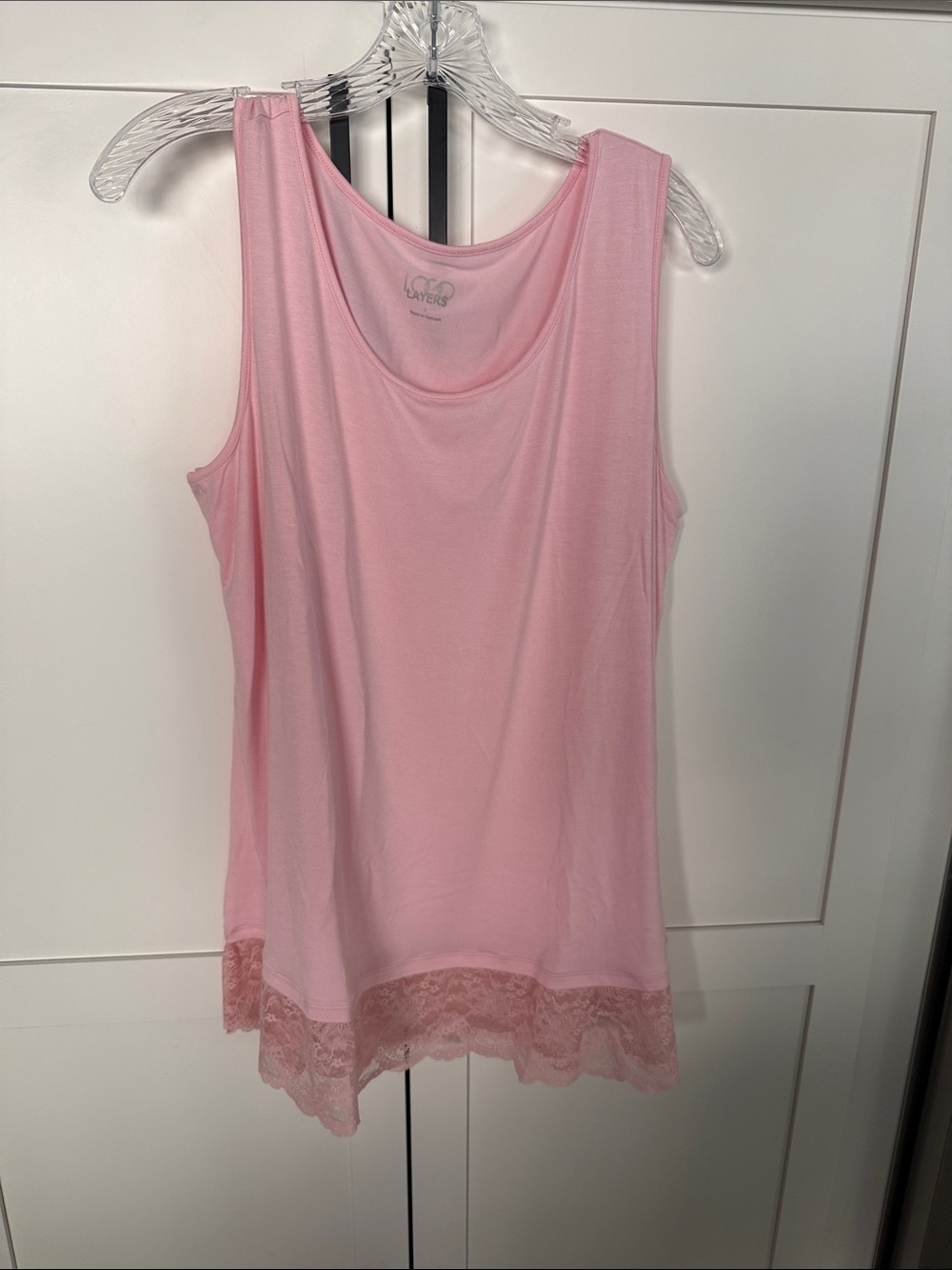 Light Pink Lace Hem Tank Top